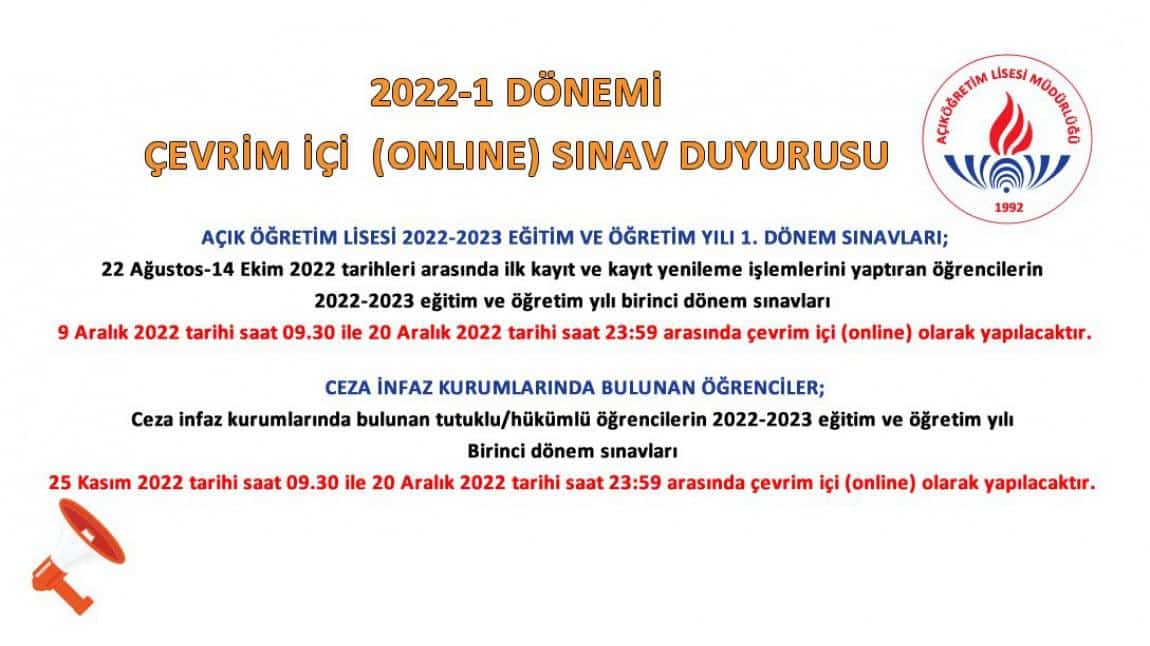 Açık Lise Ortaokul 2022 2023 1. Sınav Duyurusu 